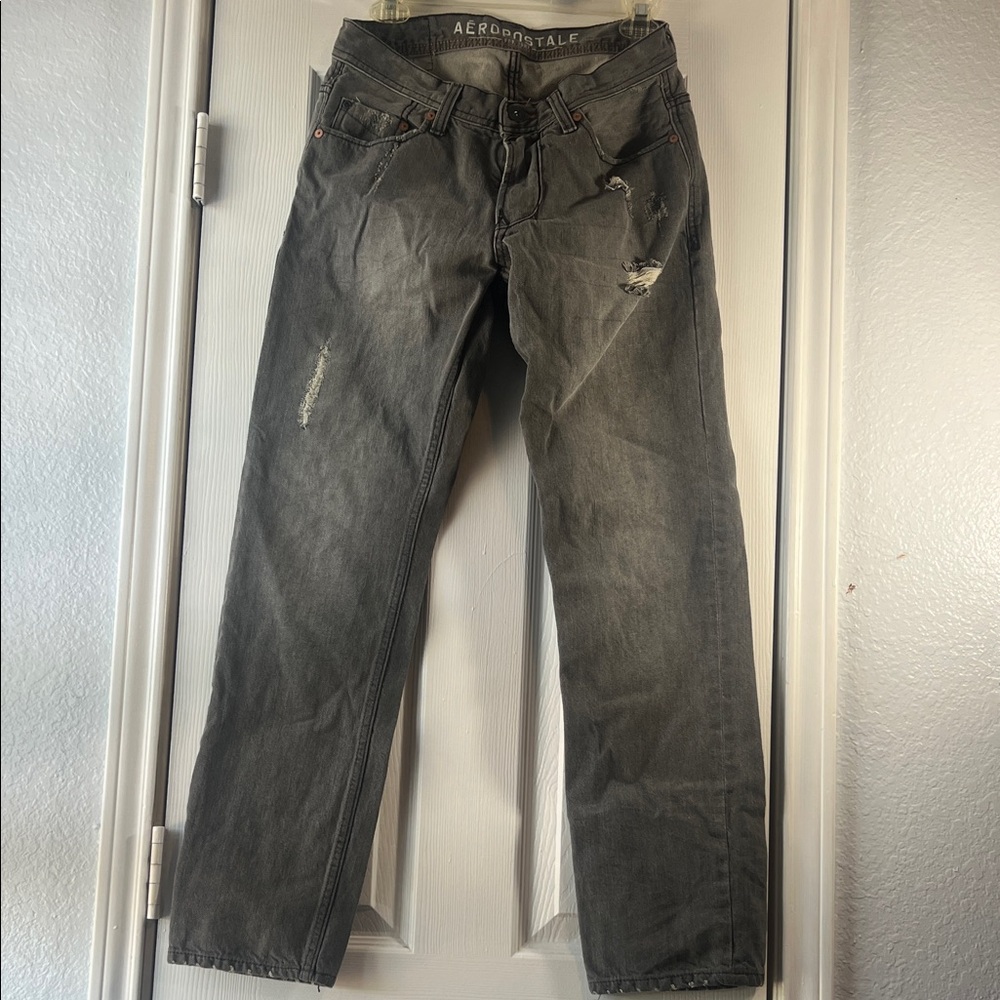 Aeropostale Men's Distressed Grey Jeans